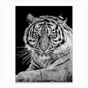 Tiger Close Up BW in my Line Illustration Canvas Print