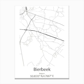 Bierbeek,Belgium Minimalist Map Canvas Print