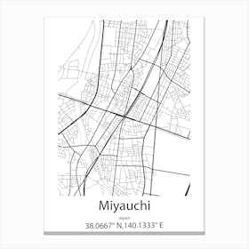 Miyauchi,Japan Minimalist Map Canvas Print