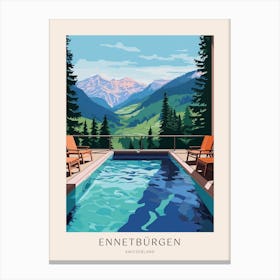 Ennetbürgen, Switzerland 1 Midcentury Modern Pool Poster Canvas Print