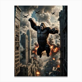 The Battle for the Sky: The Giant Gorilla vs. Machine Guns and Biplanes Canvas Print