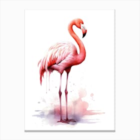 Pink Flamingo Watercolour In Autumn Colours 3 Canvas Print