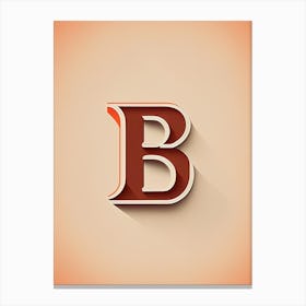 B  Letter, Alphabet Retro Minimal 3 Canvas Print