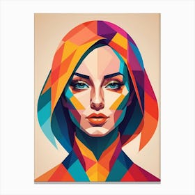 Colorful Geometric Woman Portrait Low Poly (30) Canvas Print