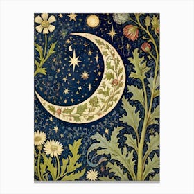 Moon And Flowers Style William Morris 5 Canvas Print