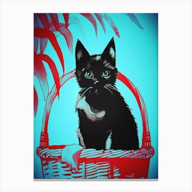 Cat Sat In A Basket 1 Canvas Print