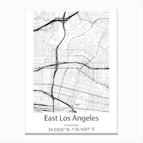 East Los Angeles,United States Minimalist Map Canvas Print