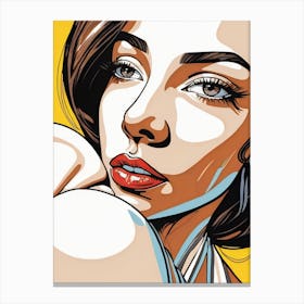 Woman Portrait Face Pop Art (4) Canvas Print