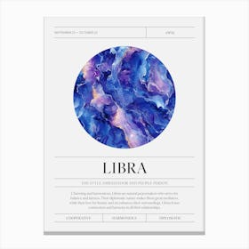 Libra Zodiac Sign, Opal Birthstone Crystal Gem Canvas Print