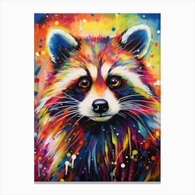 A Raccoon Portrait Vibrant Paint Splash 3 Canvas Print