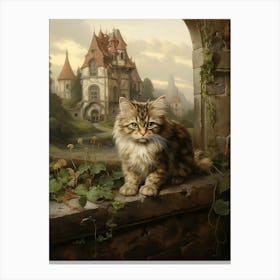 Cat & A Castle Rococo Style 2 Canvas Print