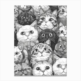 Perfectly Repeatable Artwork With Cute Cat Faces 65 Canvas Print