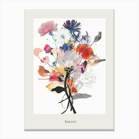 Asters 1 Collage Flower Bouquet Poster Canvas Print