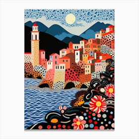 Camogli, Italy, Illustration In The Style Of Pop Art 2 Canvas Print