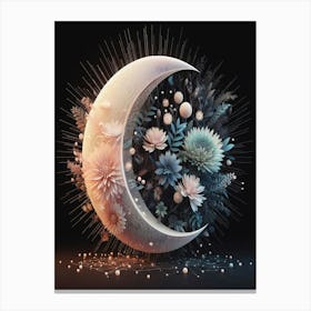 Moon And Flowers 1 Canvas Print