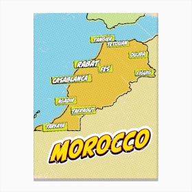 Pop art Morocco Map Canvas Print