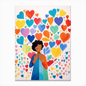 Sweet Illustration Of A Person With A Colourful Heart Background Canvas Print