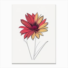 Gazania Floral Minimal Line Drawing 1 Flower Canvas Print