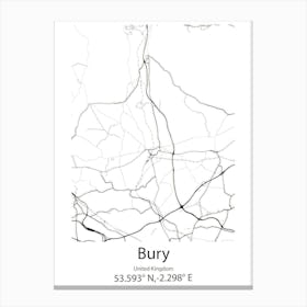 Bury Saint Edmunds,United Kingdom Minimalist Map Canvas Print