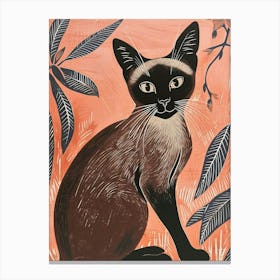 Burmese Cat Relief Illustration 2 Canvas Print