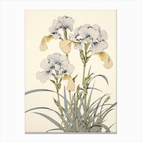 Hanashobu Japanese Water Iris 3 Vintage Japanese Botanical Canvas Print