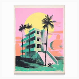 Miami In Risograph Style 3 Canvas Print