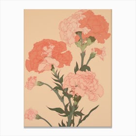 Carnations Flower Big Bold Illustration 3 Canvas Print