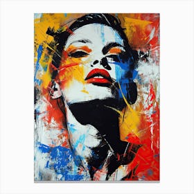 Woman With Red Lipstick, Pop Art 3 Canvas Print