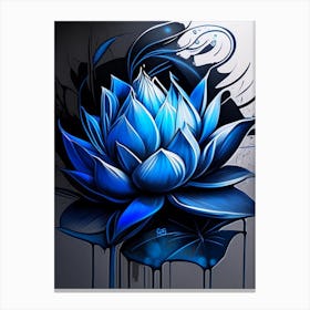 Blue Lotus Graffiti 1 Canvas Print