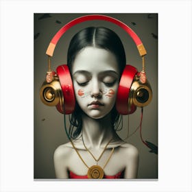 Girl With Headphones 51 Canvas Print