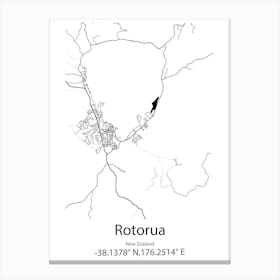 Rotorua,New Zealand Minimalist Map Canvas Print