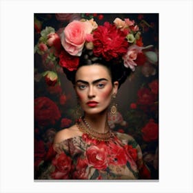 Frida Floral Wall Art Print Mexico Wall Art Frida Kahlo Art Boho Home Decor Floral Art Flower Print 1 Canvas Print