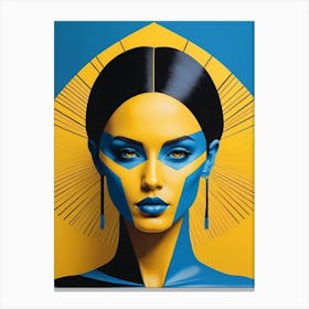 Geometric Woman Portrait Pop Art Fashion Yellow (26) Canvas Print