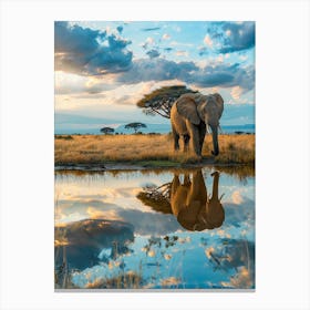 Elephant In The Savannah 2 Canvas Print