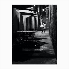 Evening Couple - photo photography black and white man woman romance love street Canvas Print