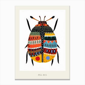 Colourful Insect Illustration Pill Bug 1 Poster Canvas Print