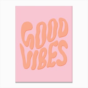 Retro Good Vibes Apricot Orange Canvas Print