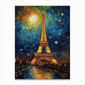 Eiffel Tower Paris France Vincent Van Gogh Style 11 Canvas Print