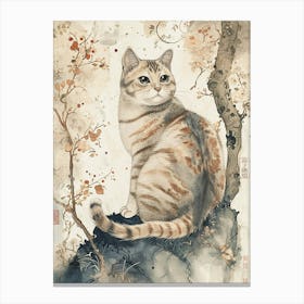 American Shorthair Cat Japanese Illustration 2 Canvas Print