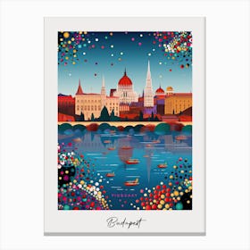 Poster Of Budapest, Illustration In The Style Of Pop Art 4 Canvas Print