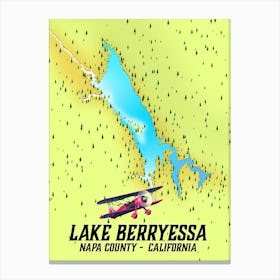 Lake Berryessa Napa County California map Canvas Print