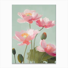 Lotus Flowers Acrylic Painting In Pastel Colours 12 Canvas Print