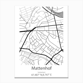 Mattenhof,Switzerland Minimalist Map Canvas Print