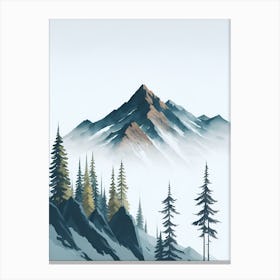 Mountain And Forest In Minimalist Watercolor Vertical Composition 310 Canvas Print