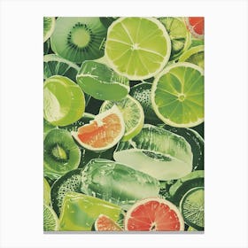 Green Fruity Jelly Retro Collage 1 Canvas Print