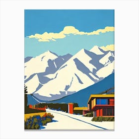 Serre Chevalier, France Midcentury Vintage Skiing Poster Canvas Print