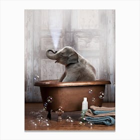Elephant In A Bathtub Canvas Print