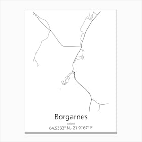 Borgarnes,Iceland Minimalist Map Canvas Print