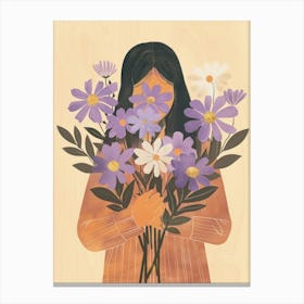 Spring Girl With Purple Flowers 3 Canvas Print