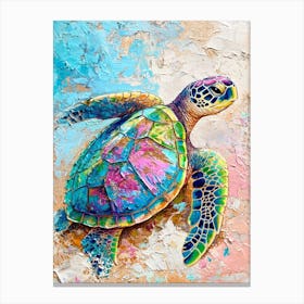 Textured Blue Sea Turtle Painting 3 Canvas Print